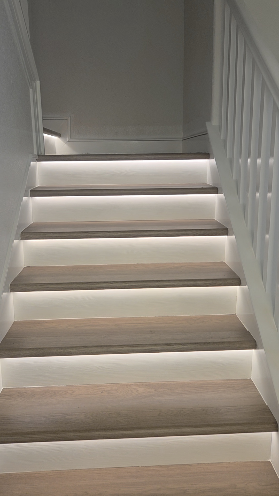 Staircase Remodel — Wood Treads, Repainted Railing & LED Step Lighting — Sacramento, CA