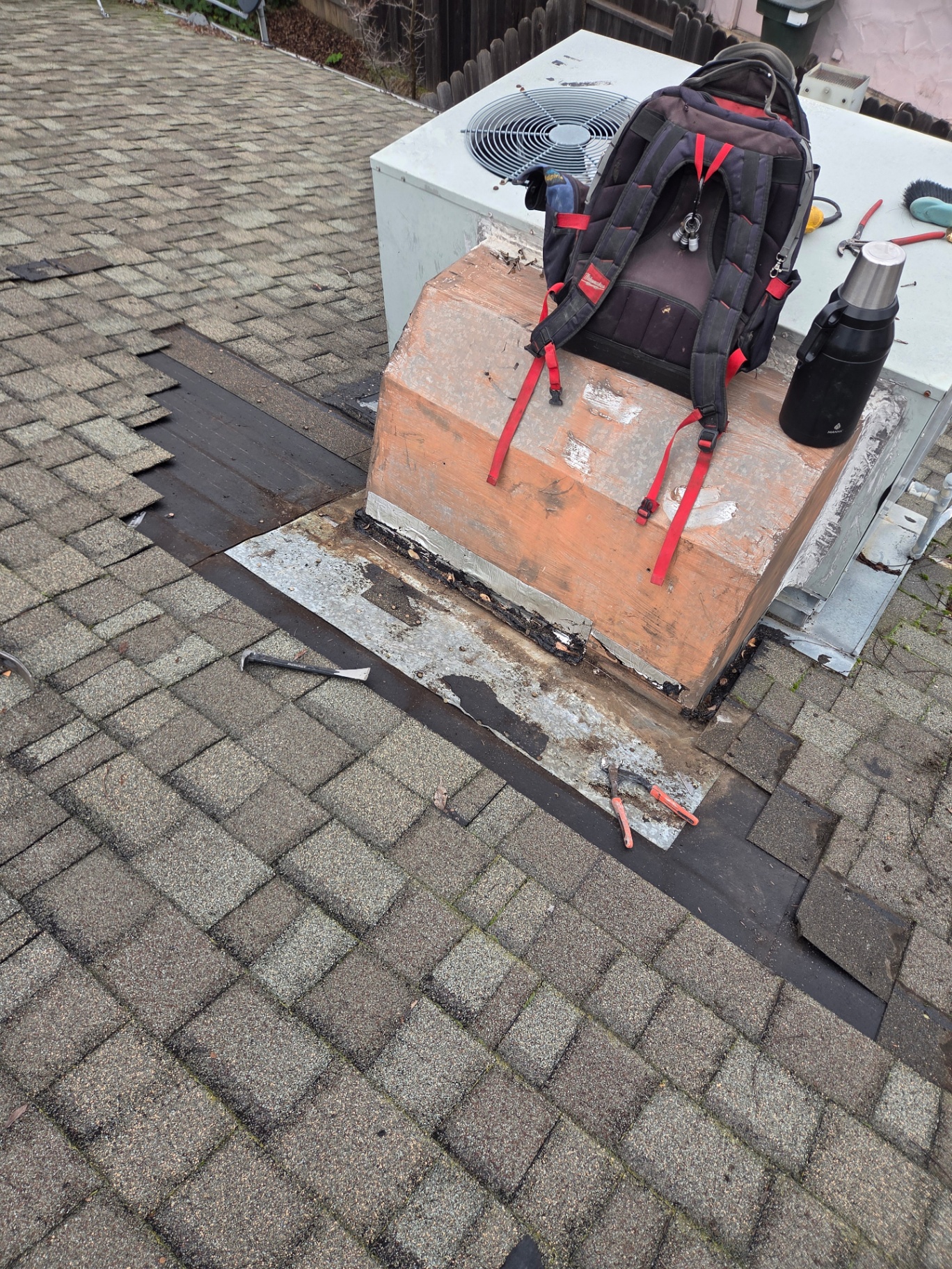 HVAC Curb Repair — Before — Sacramento, CA