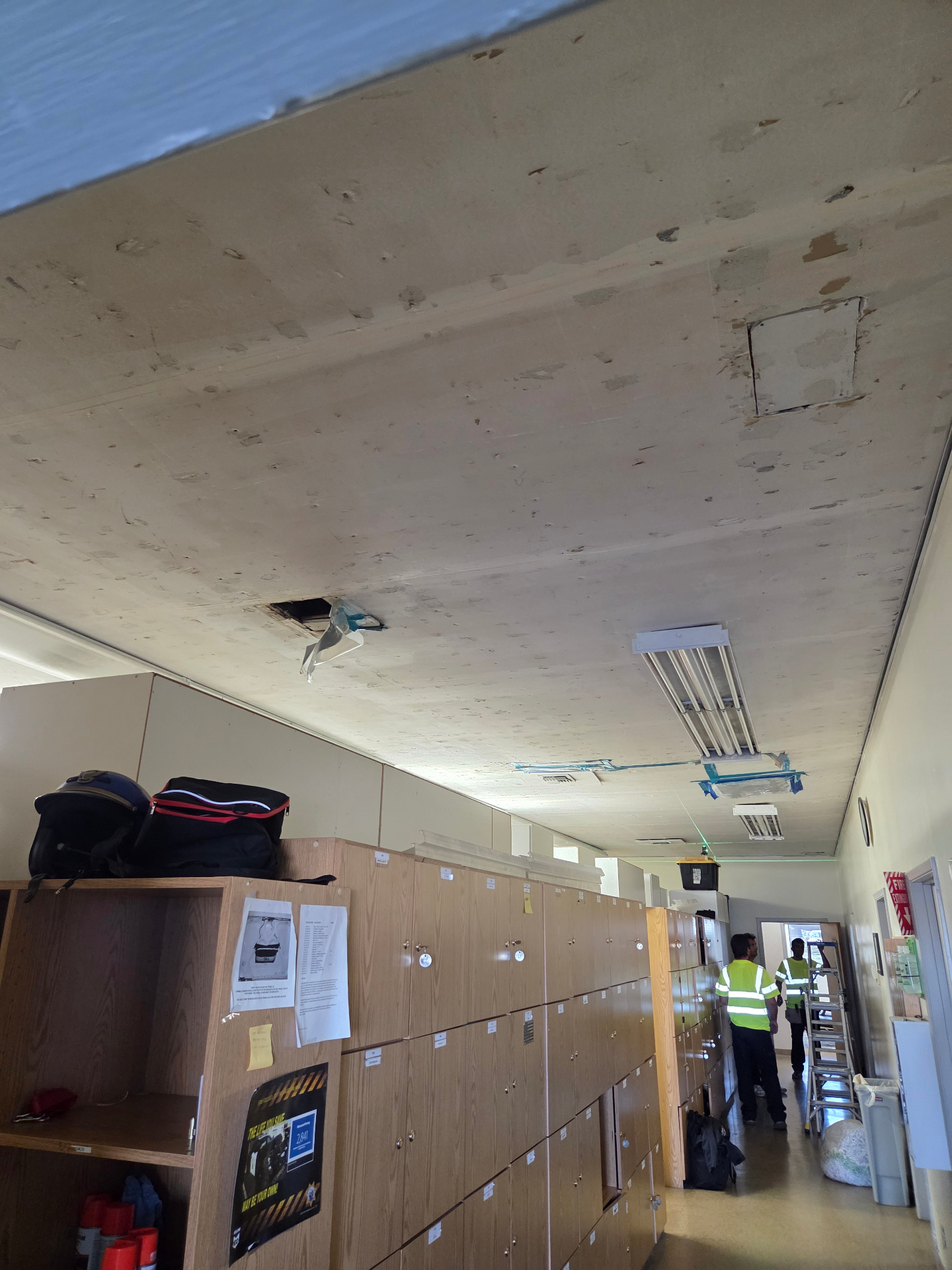 Damaged Ceiling Repair — Locker Room — Sacramento, CA